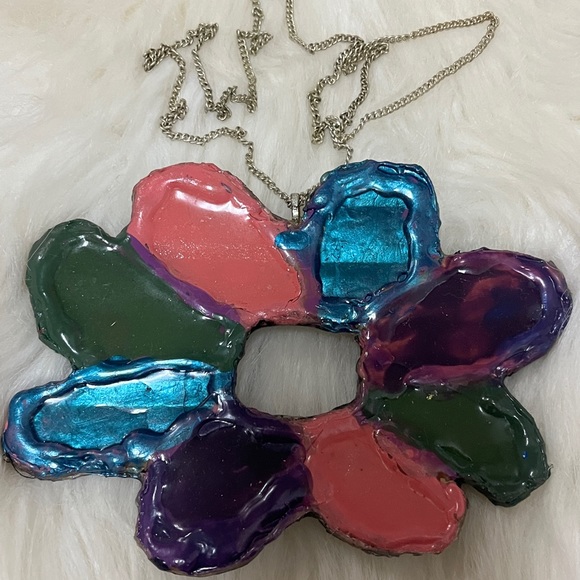 Purple, Blue, Pink, & Green Boho ONE OF KIND Exclusive Hand Designed Necklace - Picture 4 of 17